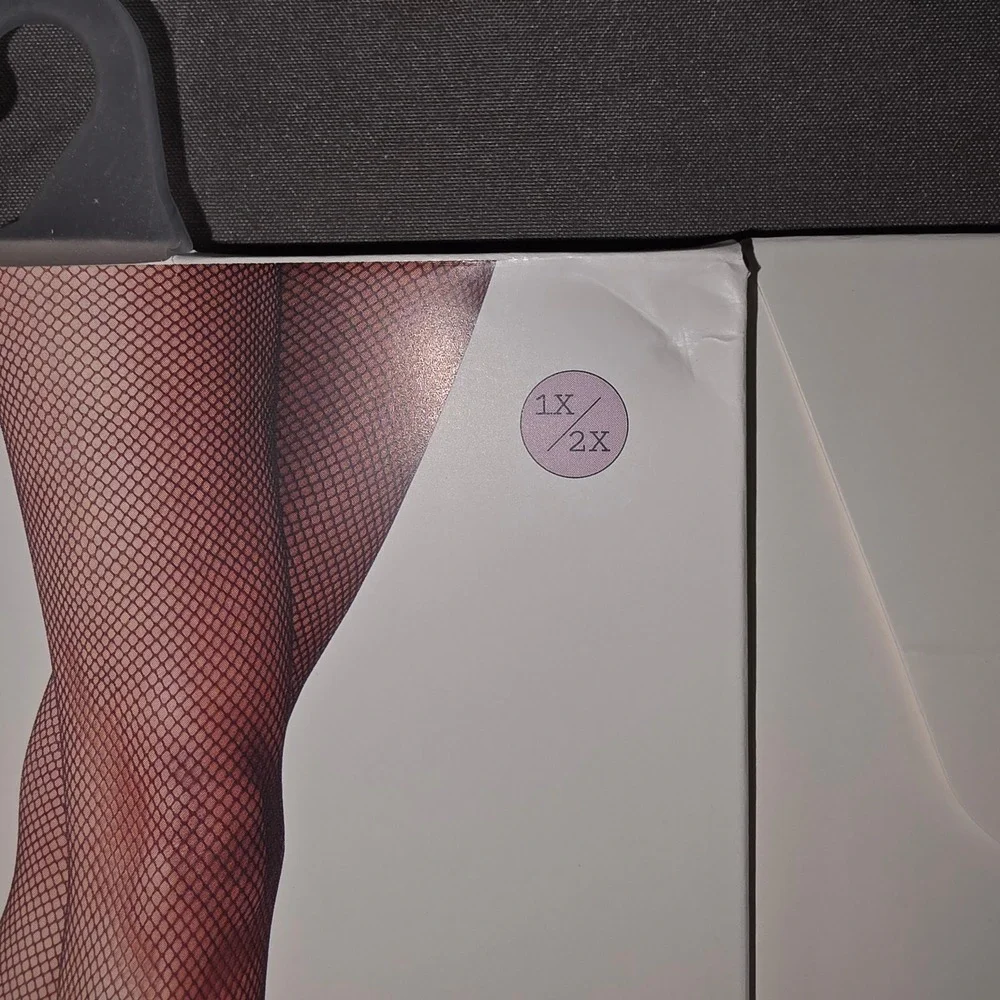 A New Day Womens Black Fishnet Fashion Tights 2 Pack Bundle 1X/2X Ebony New